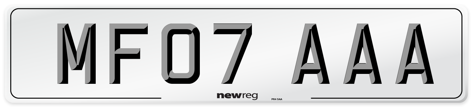 MF07 AAA Number Plate from New Reg